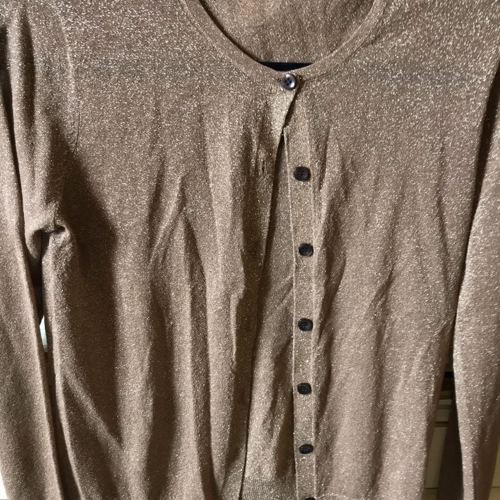 Gold/bronze metallic cardigan sweater